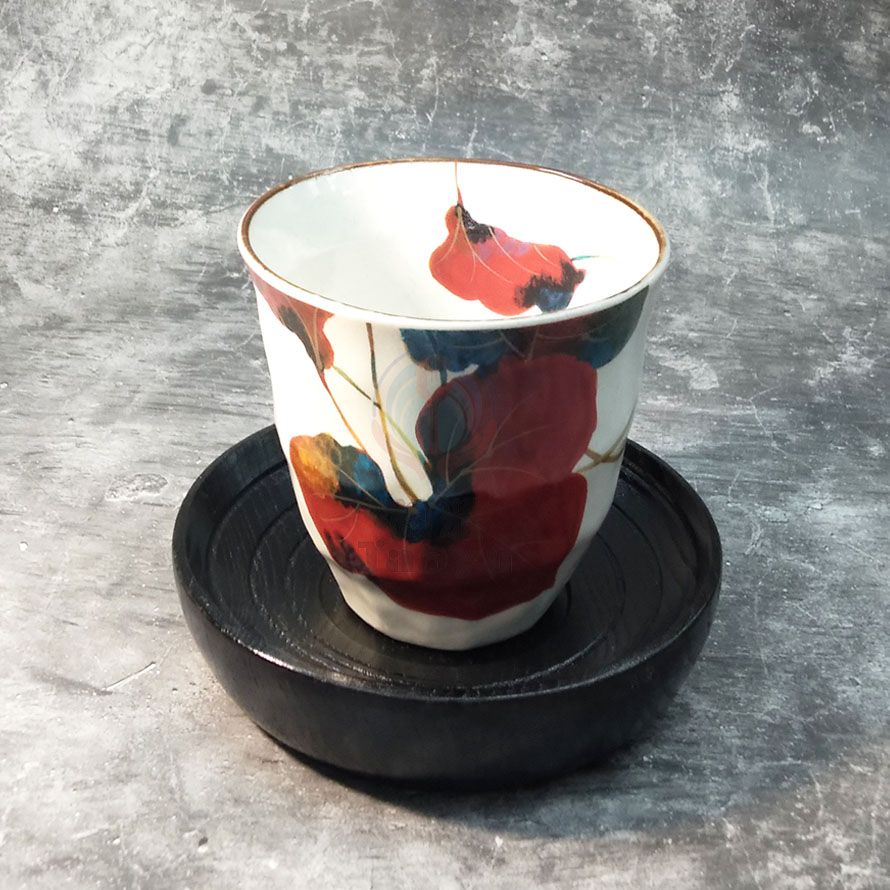 日本陶瓷茶杯5入-花回廊