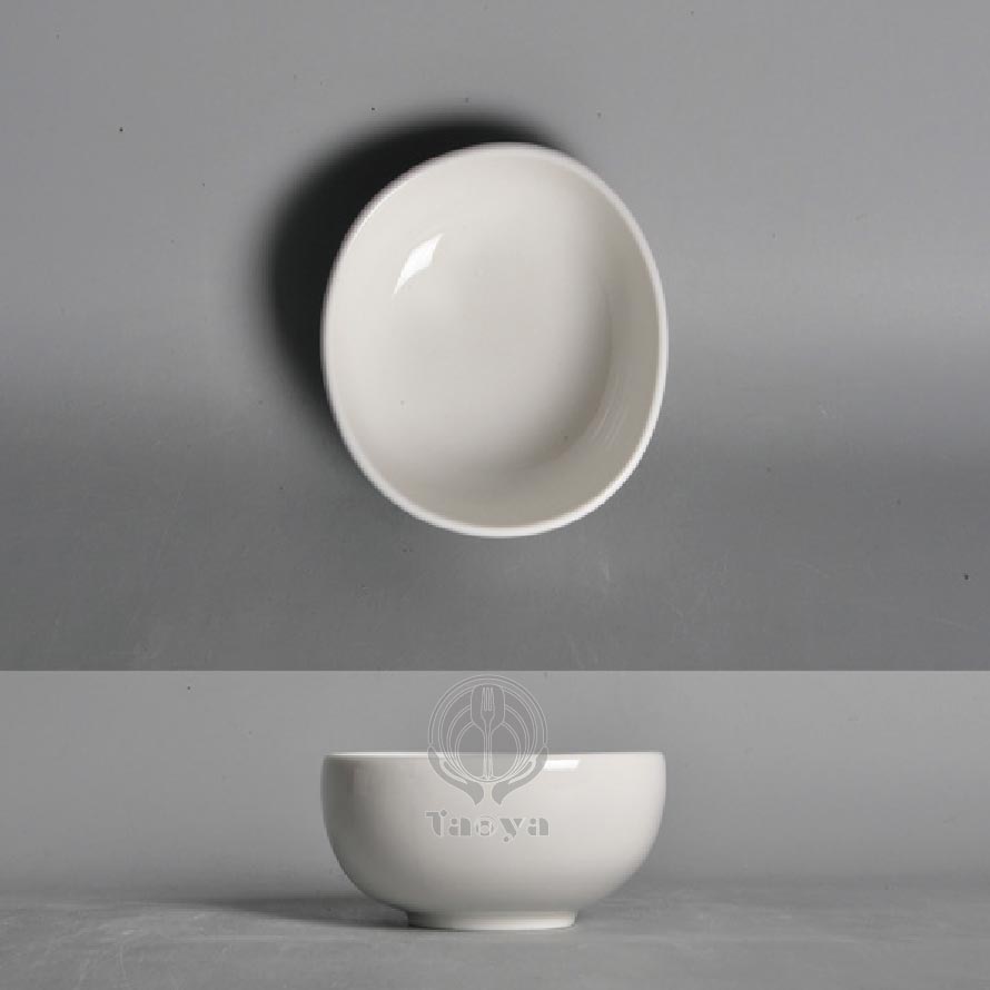 靈石白瓷4.5"變形飯碗|