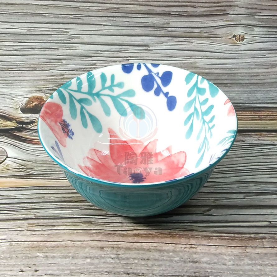 圓舞花語陶瓷5"飯碗-藍|