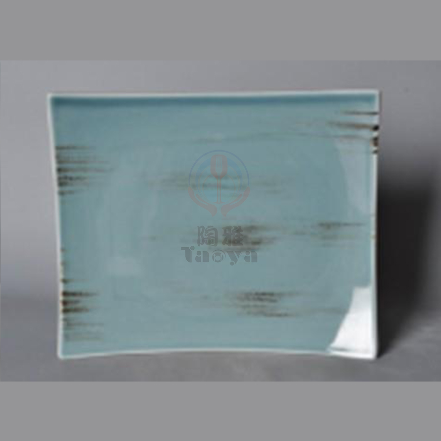 歲月淺藍12"長方翹角盤|