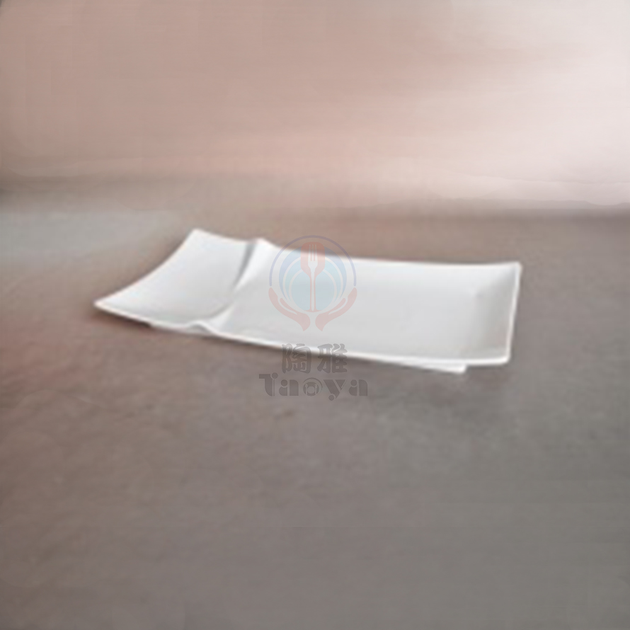 13.75"長方翹角折線盤|HAN-CHP8065-W