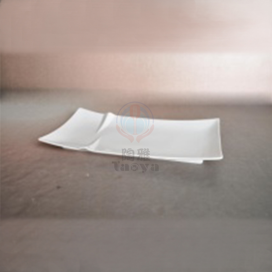 15.75"長方翹角折線盤|HAN-CHP8064-W