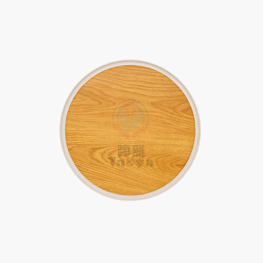 黃木紋防滑圓托盤35.4cm