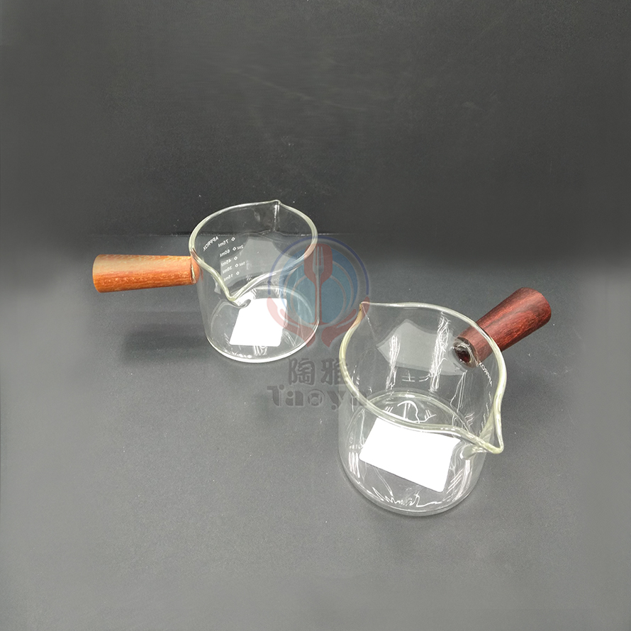 雙嘴木柄直身玻璃量杯75cc|L+BH-0001-4