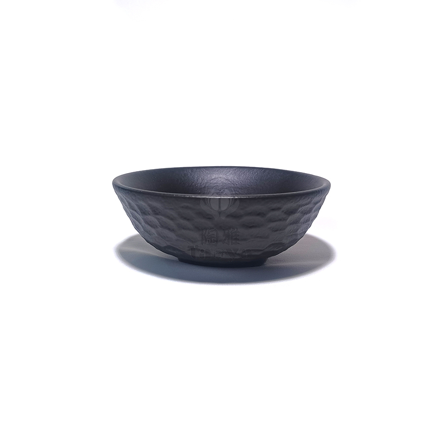 4.5"麻布紋圓碗/黑|NY-1-80589