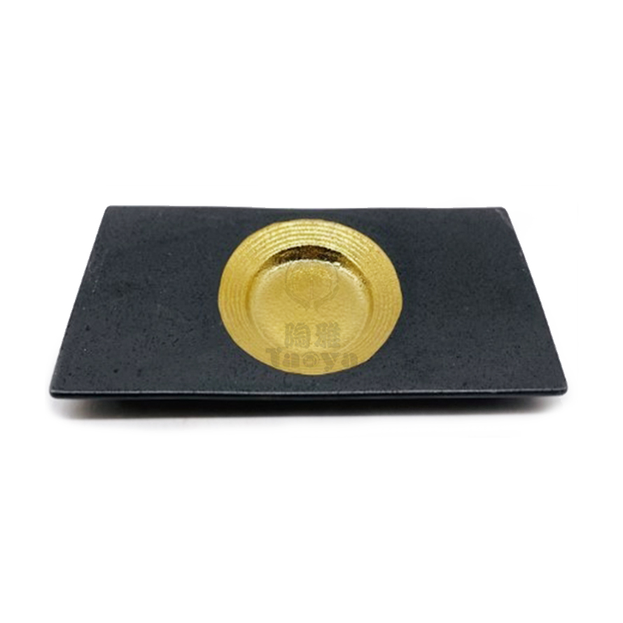 11.5"石板長方盤-黑金|DLU-YS-AW18-595