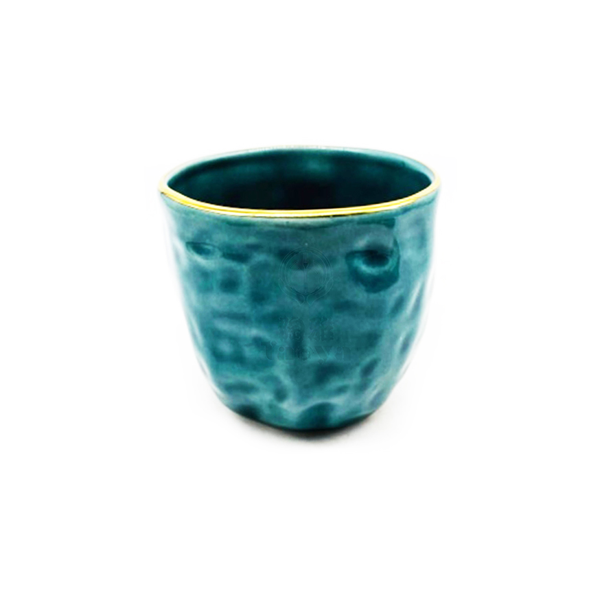 石紋茶杯-龍泉藍綠+金